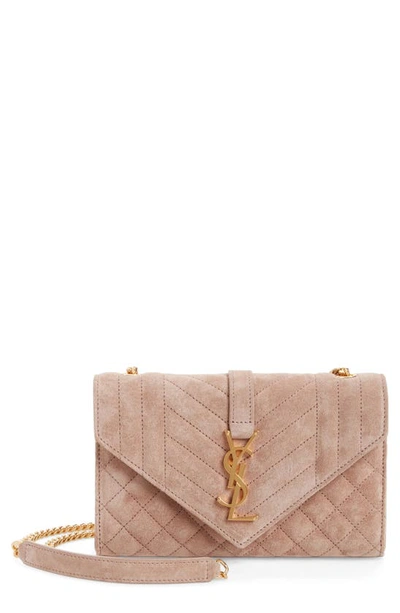 Shop Saint Laurent Medium Cassandra Calfskin Shoulder Bag In Rosy Sand