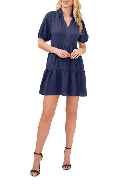 Shop Cece Tiered Ruffle Minidress In Classic Navy