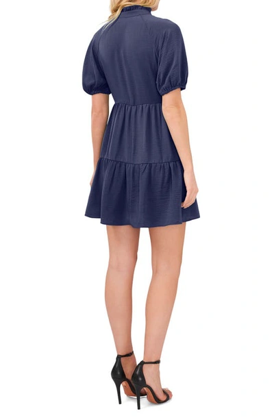 Shop Cece Tiered Ruffle Minidress In Classic Navy