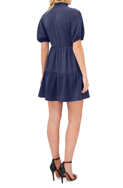 Cece Tiered Ruffle Minidress In Classic Navy