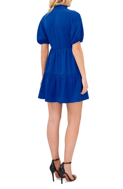 Shop Cece Tiered Ruffle Minidress In Royal Blue