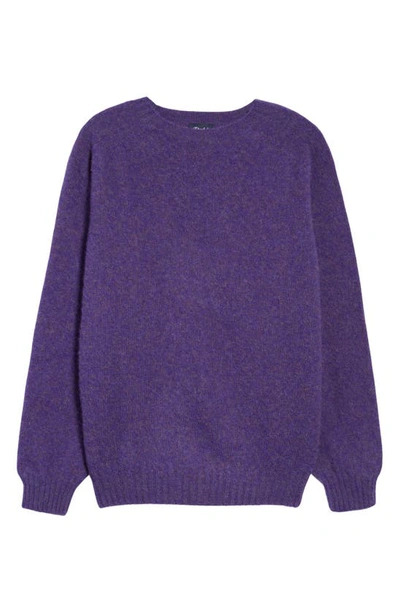 Shop Drake's Brushed Lambswool Crewneck Sweater In Dark Purple
