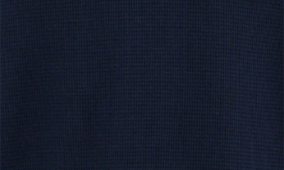 Hugo Boss Cotton Blend Waffle Knit Embroidered Logo Long Sleeve Tee In Dark Blue