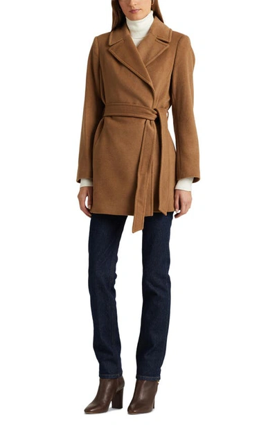 Shop Lauren Ralph Lauren Belted Wool Blend Coat In New Vicuna