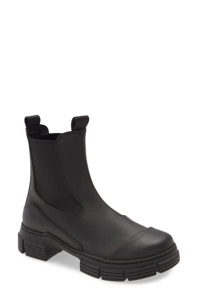 Shop Ganni Recycled Rubber Chelsea Rain Boot In Black