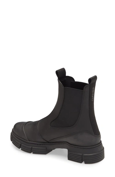 Shop Ganni Recycled Rubber Chelsea Rain Boot In Black