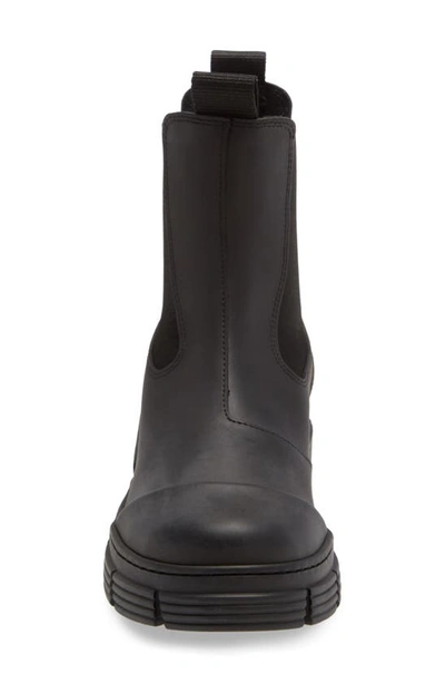 Shop Ganni Recycled Rubber Chelsea Rain Boot In Black