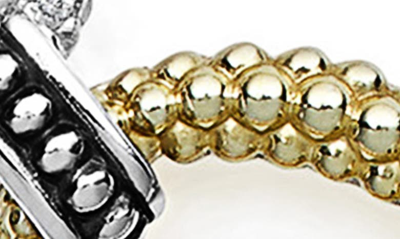 Lagos Stainless Steel & 18k Yellow Gold Caviar Luxe Diamond Link Bracelet In Silver