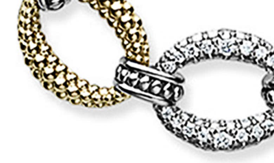 Shop Lagos Caviar Lux Pavé Diamond Link Necklace In Silver