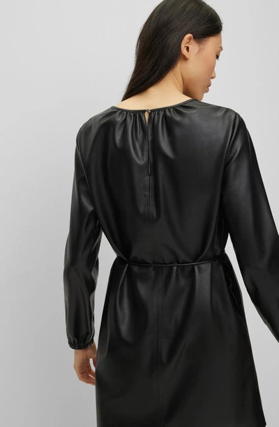 Shop Hugo Boss Dejala Long Sleeve Faux Leather Dress In Black