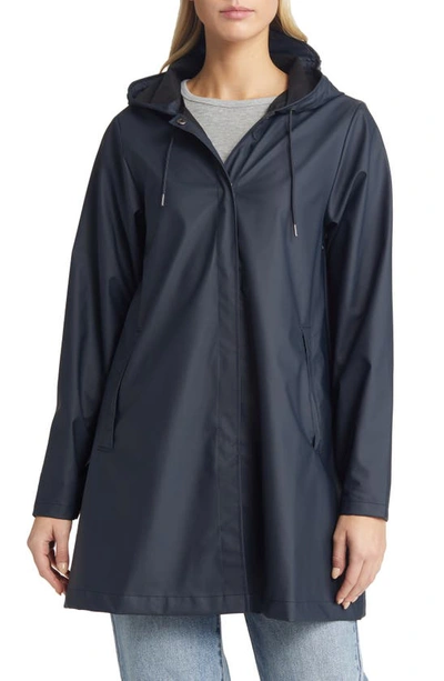 Shop Rains Waterproof Hooded Rain Jacket In Navy