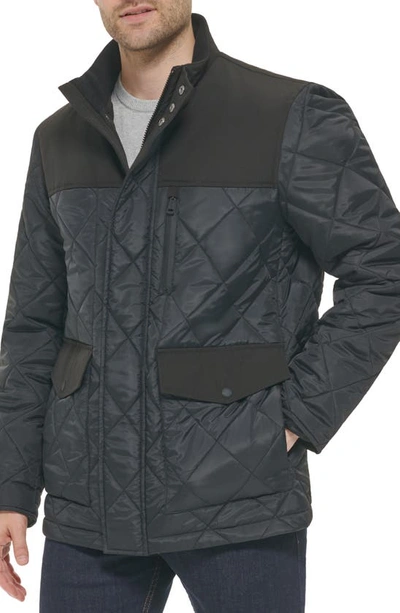 Shop Cole Haan Quilted Barn Jacket In Black