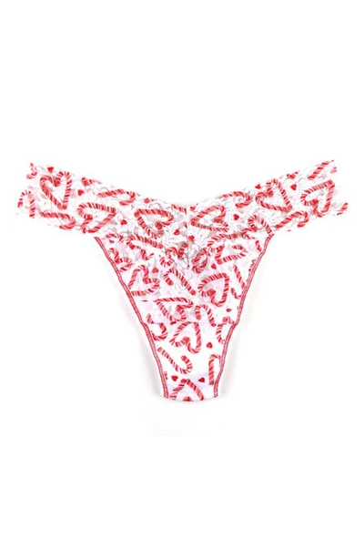 Shop Hanky Panky Print Lace Original Rise Thong In Candy Cane