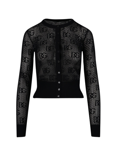 Shop Dolce & Gabbana All-over Logo Cardigan In Nero