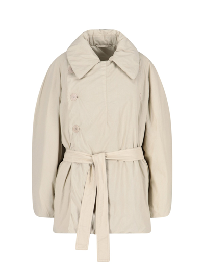 Shop Lemaire Short Padded Trench Coat In Crema