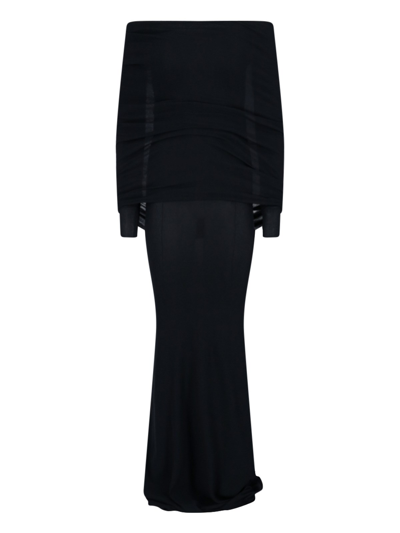 Shop Balenciaga Double Layered Maxi Dress In Nero