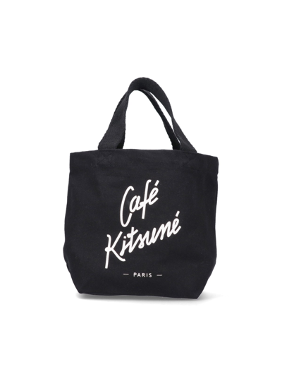 Shop Café Kitsuné Mini Tote Bag In Nero