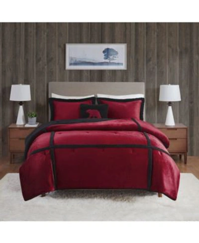 Shop Woolrich Orlen Reversible Plush To Sherpa Comforter Sets In Navy