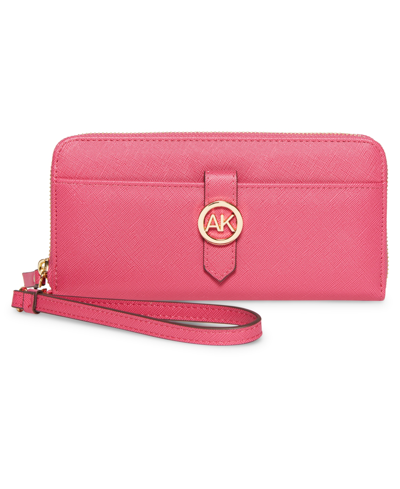 Shop Anne Klein Women's Top Zip Around Wallet In Pink