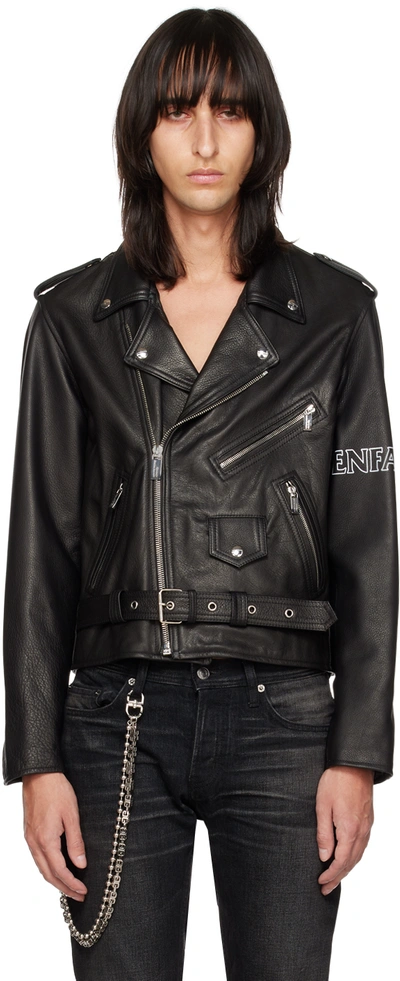 Shop Enfants Riches Deprimes Black Rose Print Classic Moto Leather Jacket In Black / White