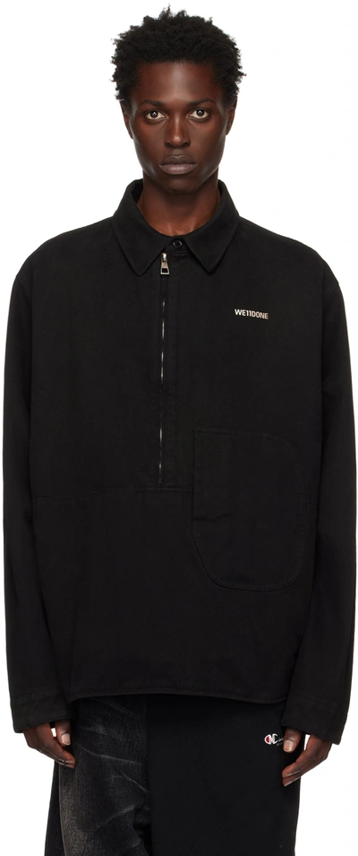 We11 Done Black Half-zip Shirt In Black