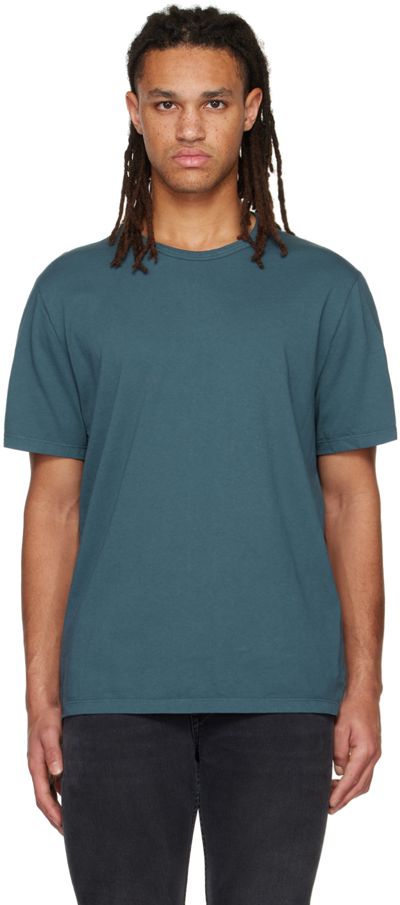 Shop Vince Blue Garment Dye T-shirt In Carmel Teal-492crt