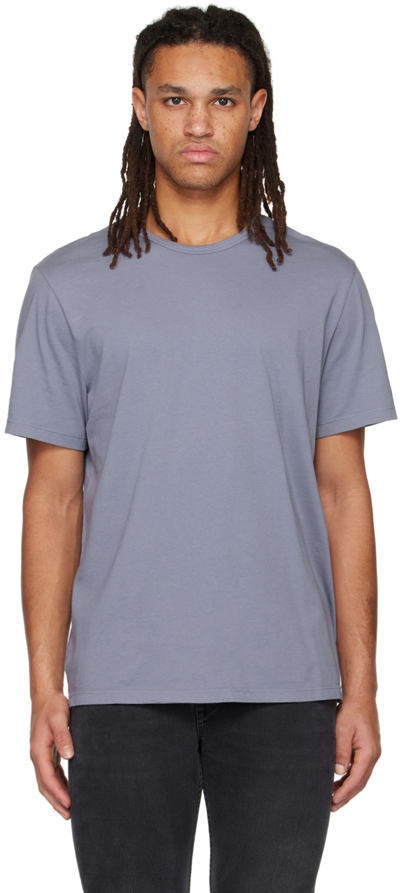 Shop Vince Blue Garment Dye T-shirt In Pebble Blue-489pbb