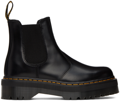 Shop Dr. Martens' Black 2976 Quad Chelsea Boots In Black Polished Smoot