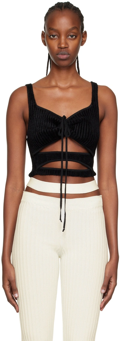 Andreädamo Black Cutout Tank Top In 004 0473 Black