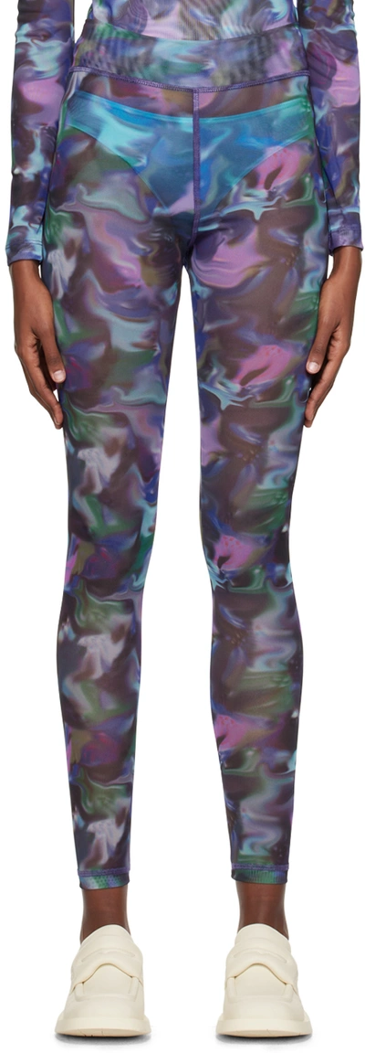 Shop Henrik Vibskov Blue Print Leggings In Brush Strokes Dark