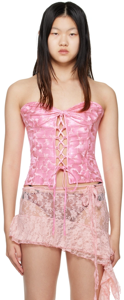 Shop Kim Shui Ssense Exclusive Pink Tie Up Bustier