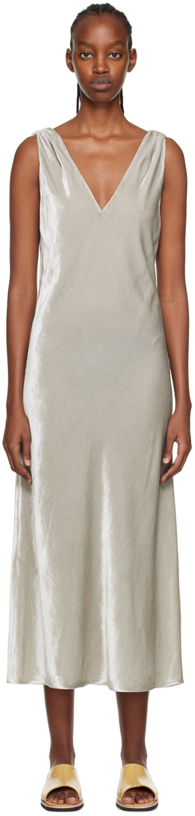 Vince Gray Ruched Midi Dress In Silver-049sil