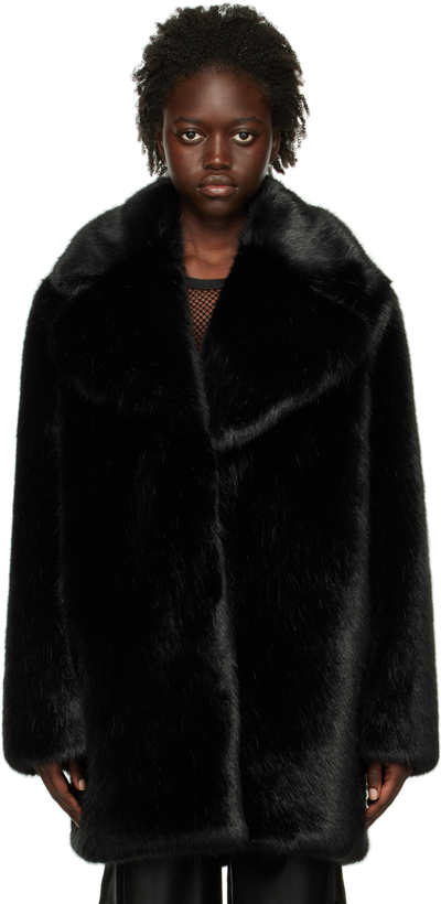 Shop Olenich Black Cropped Faux-fur Coat