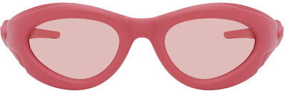 Shop Bottega Veneta Pink Oval Sunglasses In 001 Pink