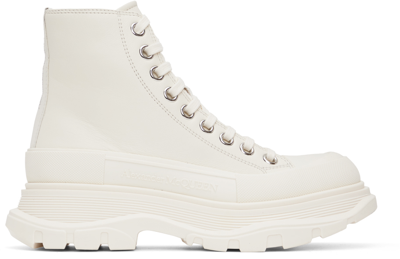 Shop Alexander Mcqueen Off-white Tread Slick Sneakers In 7906 Hawthorn/silver