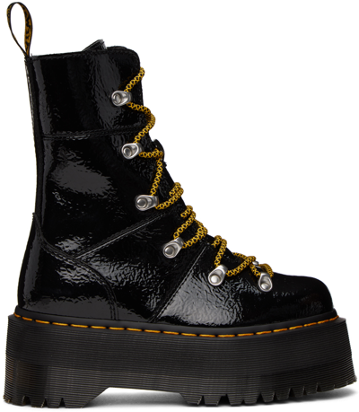 Shop Dr. Martens' Black Ghilana Max Platform Boots In Black Distressed Pat