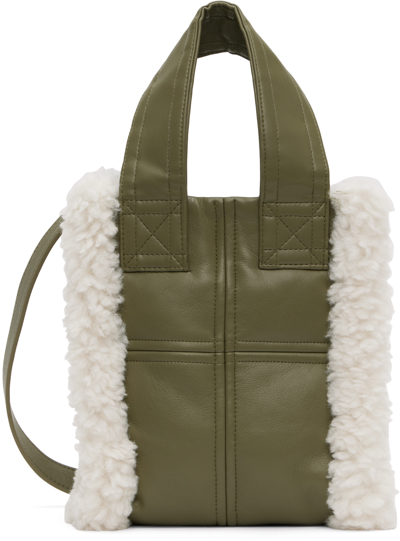 Stand Studio Lisetnis Faux Shearling Tote Bag In 50120 Light Army/off