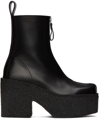 Shop Dries Van Noten Black Zip-up Platform Ankle Boots In 900 Black