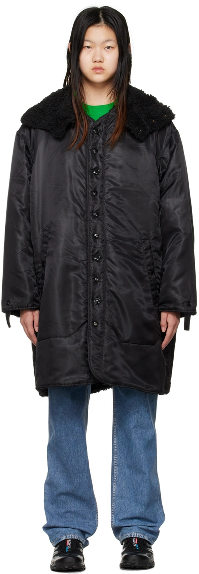 Shop Engineered Garments Black Liner Coat In Ct133 Black