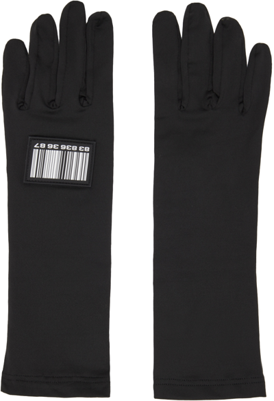 Shop Vtmnts Black Patch Gloves In Black / White