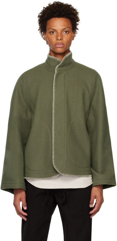 Green Blanket Jacket In Grey Green