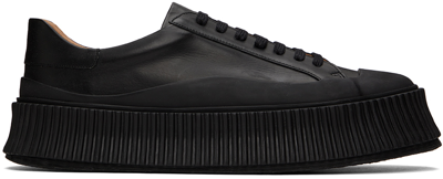 Shop Jil Sander Black Calfskin Sneakers In 001 - Black