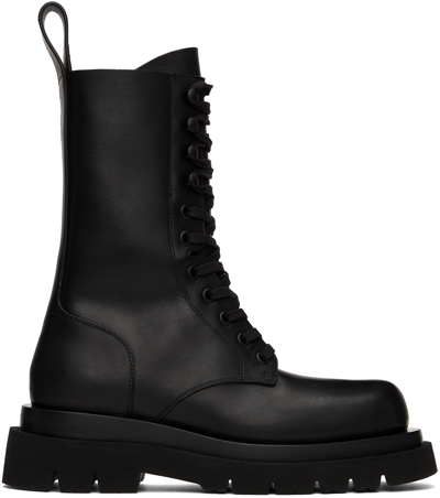 Shop Bottega Veneta Black Lug Lace-up Boots In 1000 Black