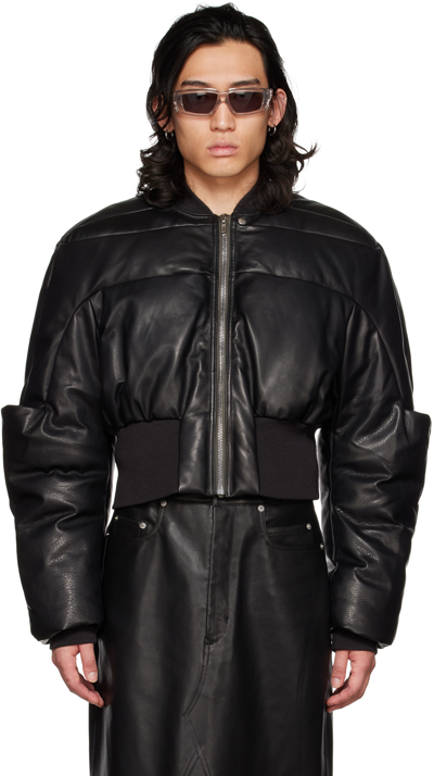 RICK OWENS Cropped quilted padded down leather jacket