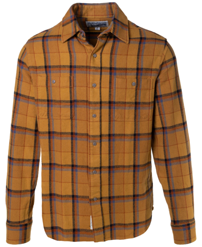 Shop Schott Men's Brushed Washed Flannel Shirt In Gold