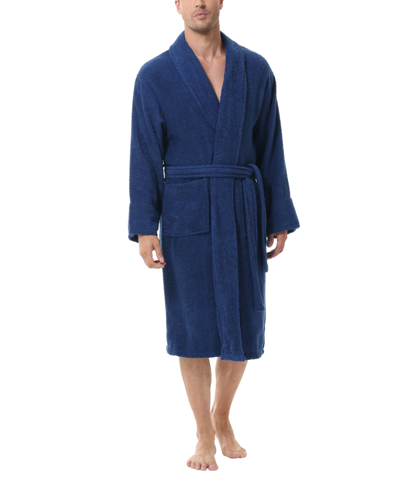 Shop Ink+ivy Men's All Cotton Terry Robe In Med Navy