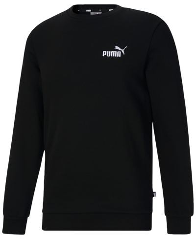 Shop Puma Men's Embroidered-logo Crewneck Sweatshirt In Black