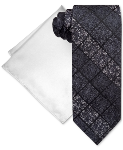 Shop Steve Harvey Men's Paisley Square Tie & Pocket Square Set In Black