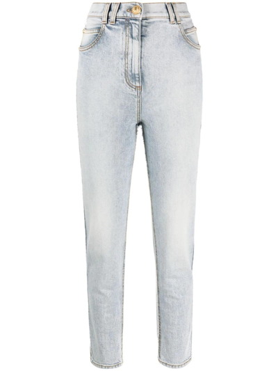 Shop Balmain Light Blue Slim High-waisted Jeans