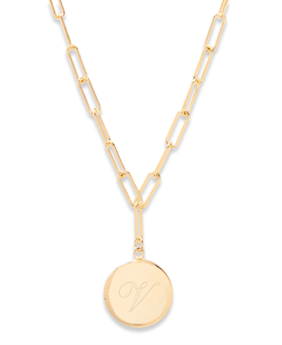 Shop Brook & York Isla Initial Elongated Link Locket Necklace In K Gold Plated- V